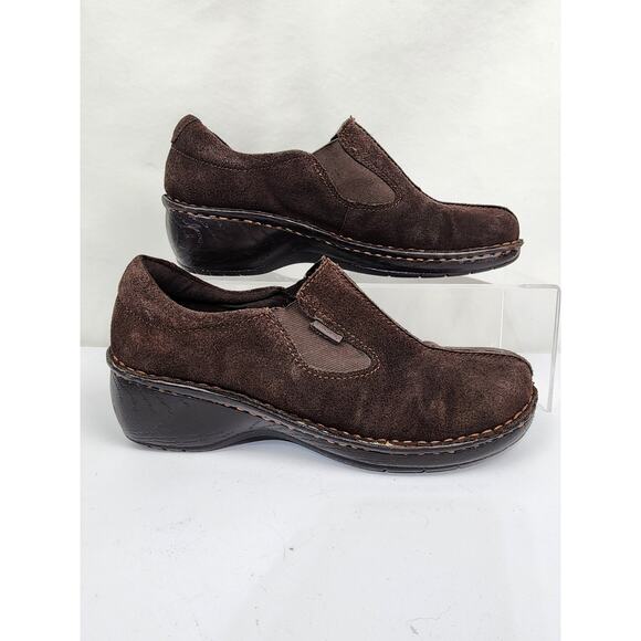 Eurostep Womens 11 Terri Clogs Shoes Brown Leather Slip On Mid Heel Suede - Picture 1 of 10